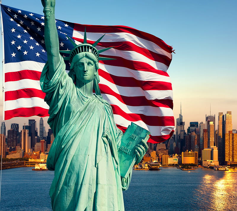 HD wallpaper new york city flag new york statue of liberty usa