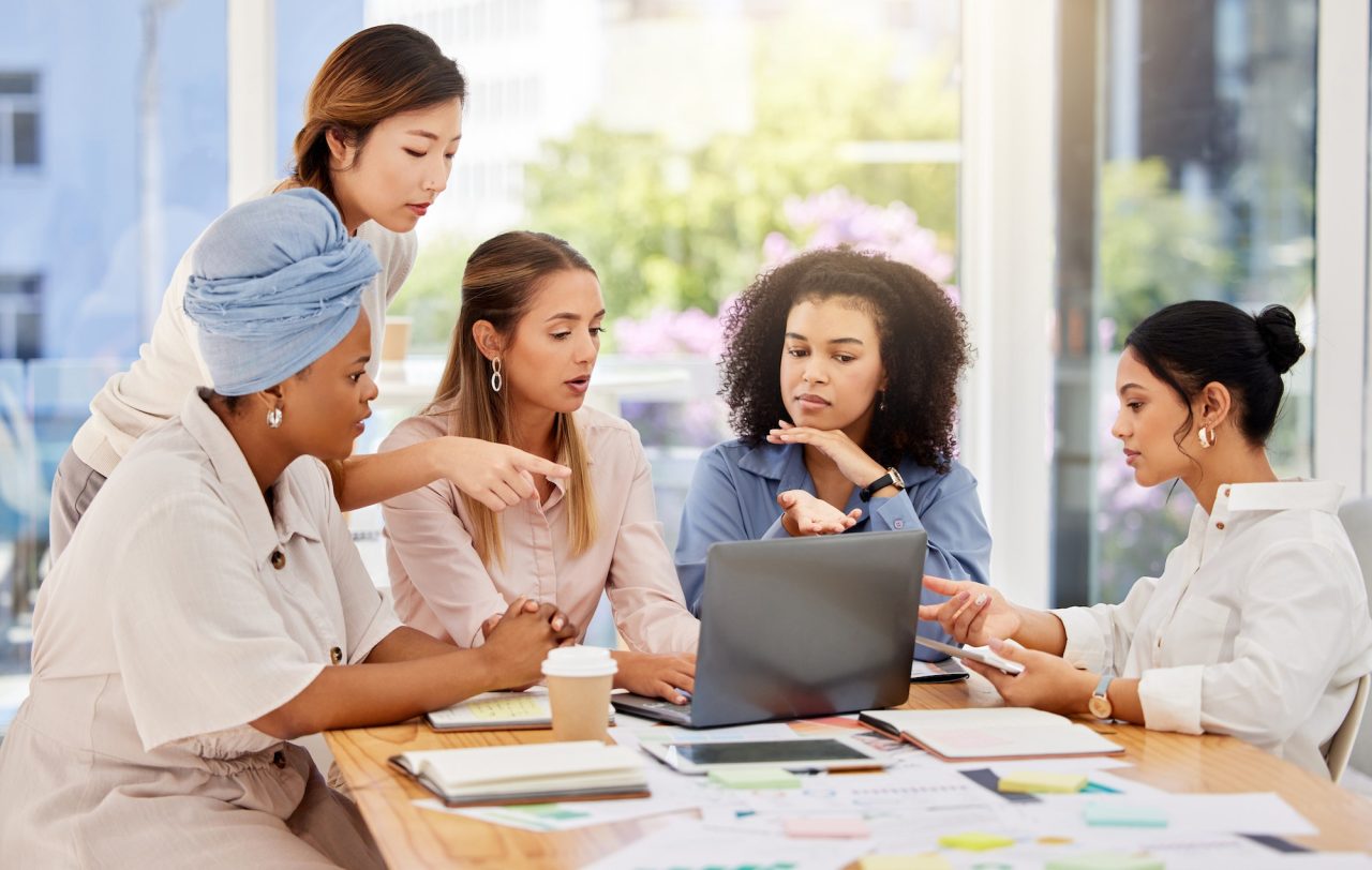 digital marketing creative business women planning collaboration and marketing ideas brainstormin