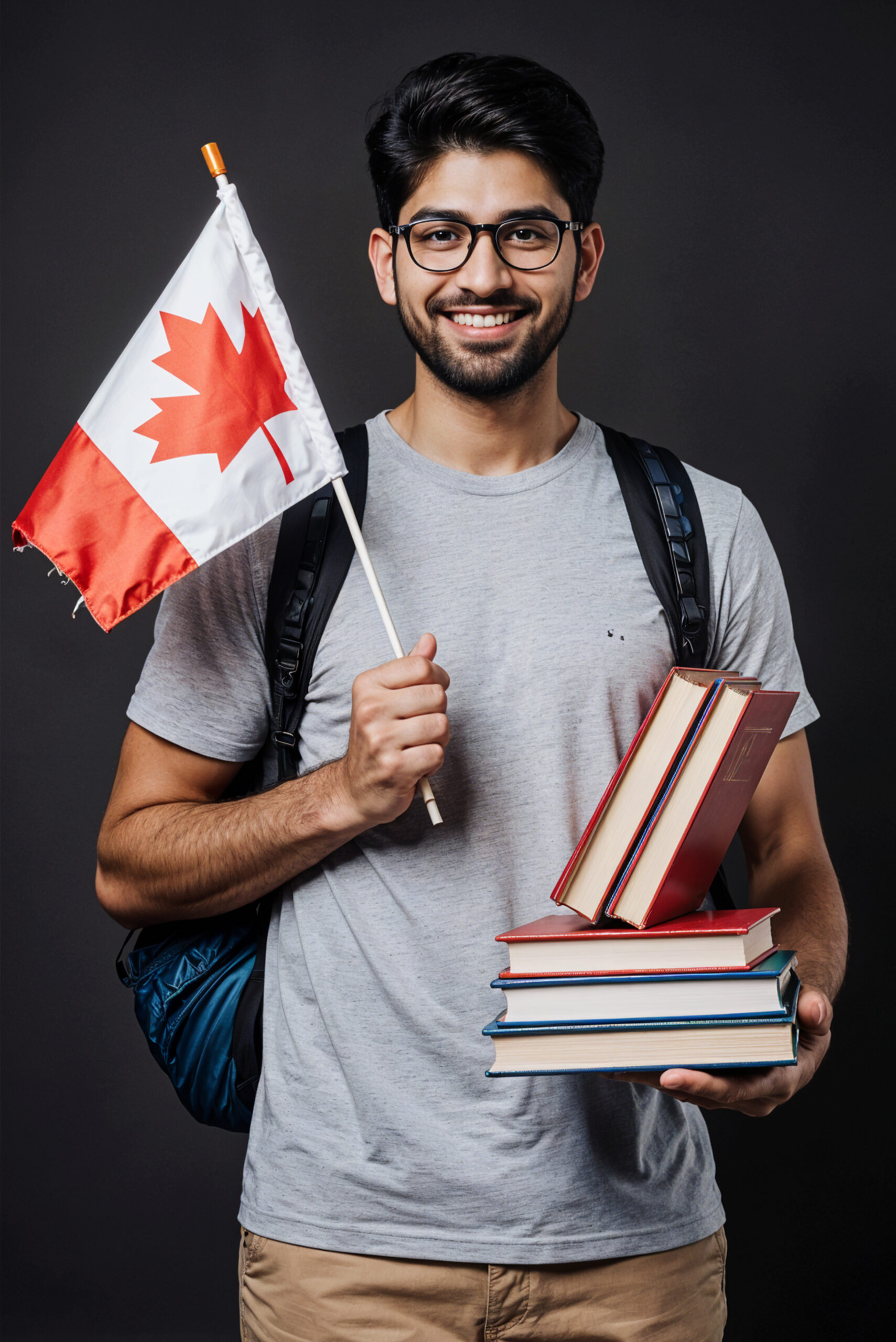 smiling student with canadian flag books 1 scaled