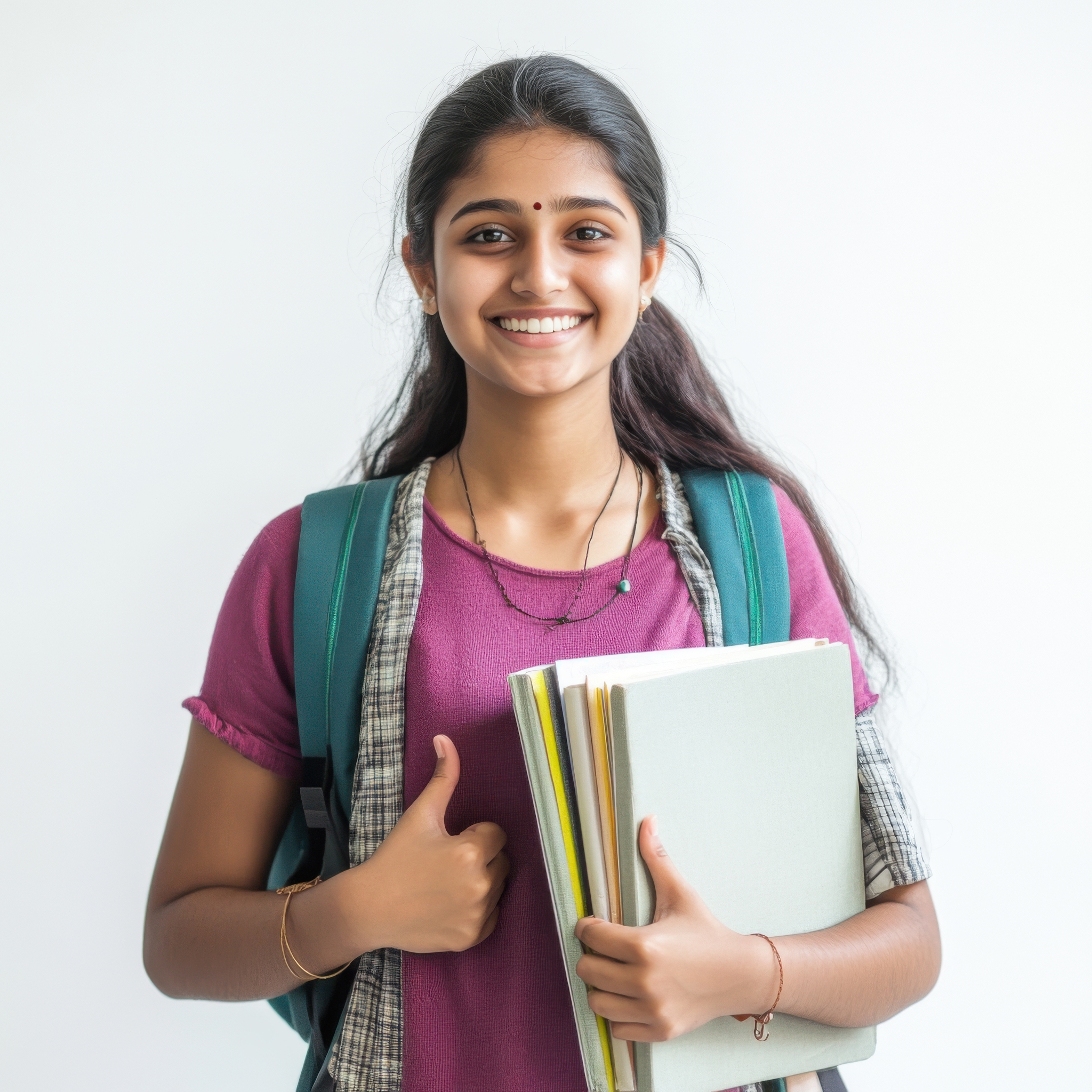 smiling young indian university student holding